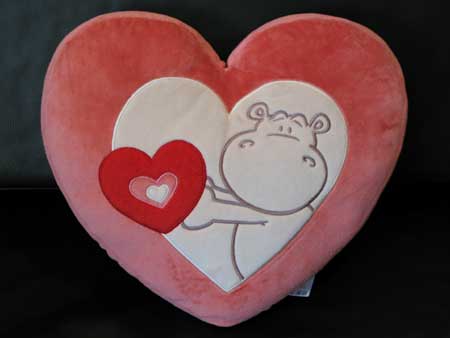 40x36cm NICI Love Hippo Heart Shaped Cushion 
