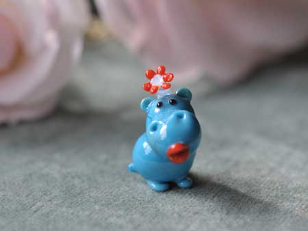 Venetian Glass flower girl hippo