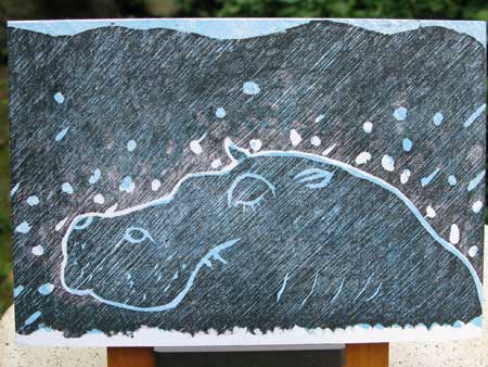Hippo Postcard by Midori BABA 