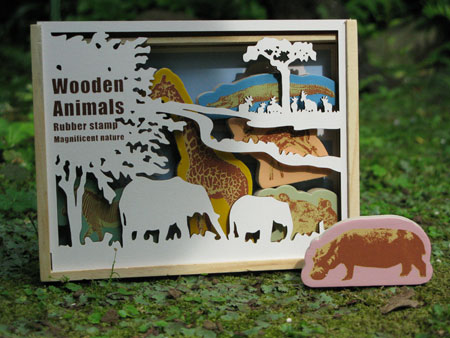 Wooden Animals Rubber stamp