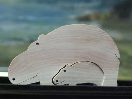 handmade Wooden Hippo