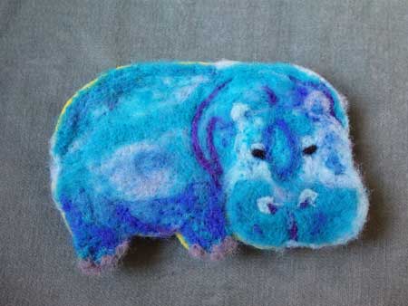felt hippo blue by Miwa Okuno
