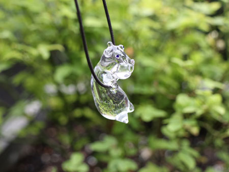 glass hippo necklace