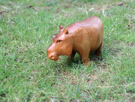 the wooden hippo from church bazaar