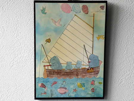『HIPPOS AT SEA』 Susan Gantner Card