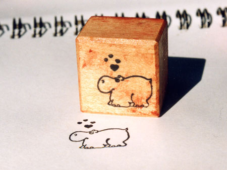 stamp hippo with hearts