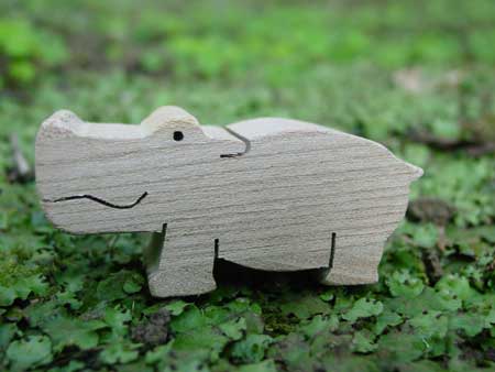 small wooden hippo