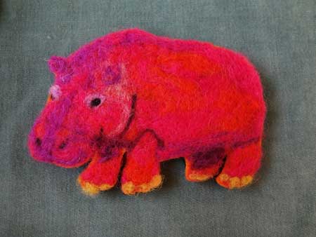 felt hippo red by Miwa Okuno