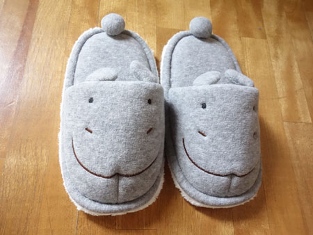 animal mop slippers hippo
