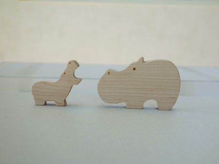 Wooden Hippo Father and Son