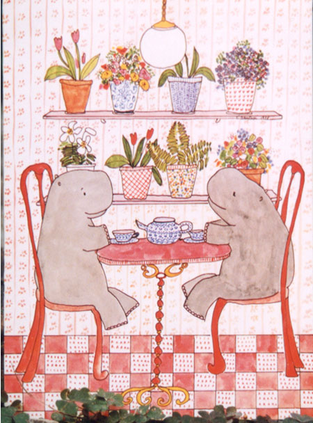『TEA TIME FOR HIPPOS』 Susan Gantner Card
