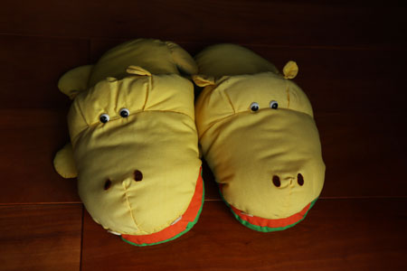 yellow hippo slippers
