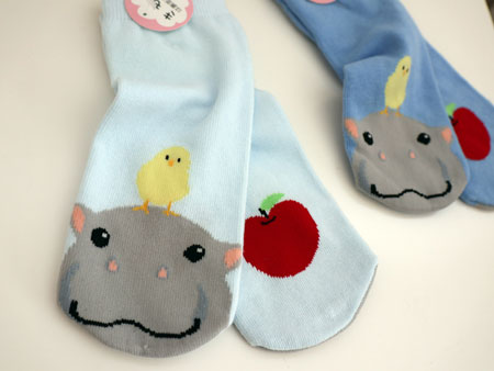 socks hippo,bird and apple