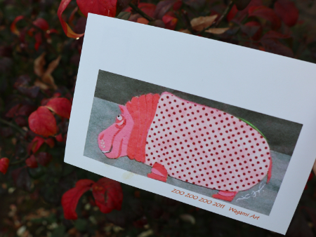 和紙ちぎり絵ポストカード　高松ひとみ