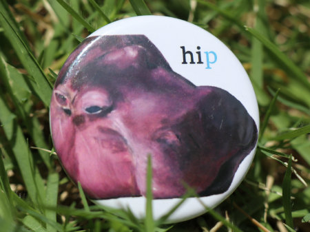 寝てるカバの缶バッジ　by Takashi Takiuchi